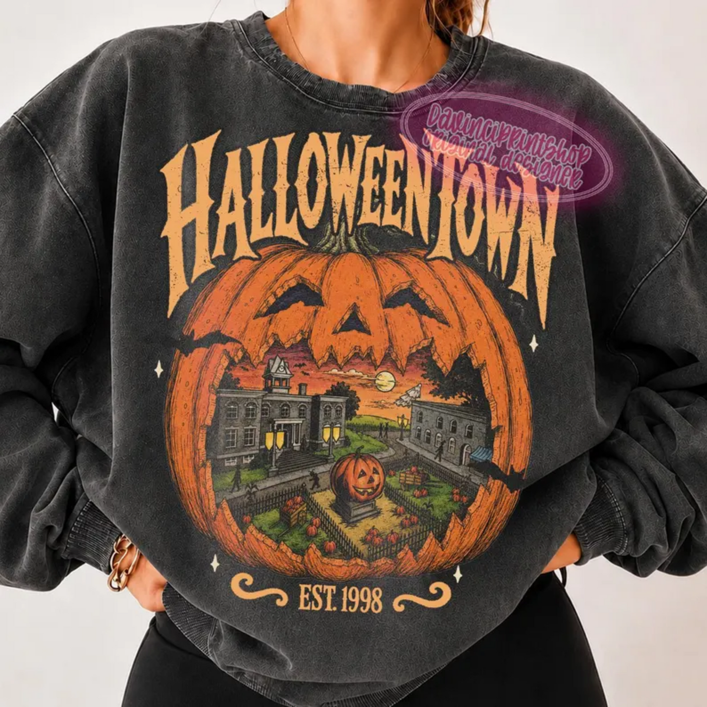RTS HALLOWEEN TOWN EST 1998 DTF DIRECT TO FILM transfers ADULT 10X11.5