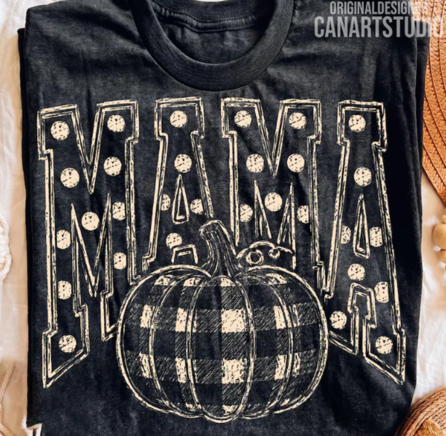 RTS MAMA PUMPKIN POLKA DOT DTF DIRECT TO FILM transfers ADULT 10.5X11.5
