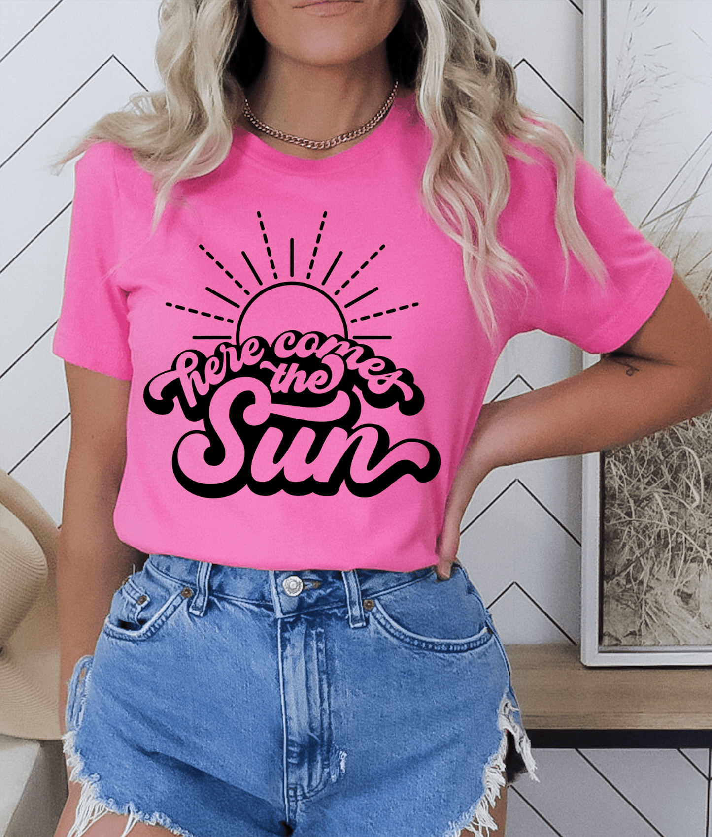 Here comes the sun SINGLE COLOR BLACK size ADULT DTF TRANSFERPRINT TO ORDER - Do it yourself Transfers