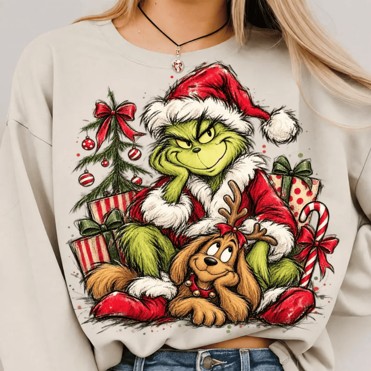 RTS GREEN MAN CHRISTMAS PRESENTS DTF DIRECT TO FILM transfers ADULT 10.5X11.5 - Do it yourself Transfers