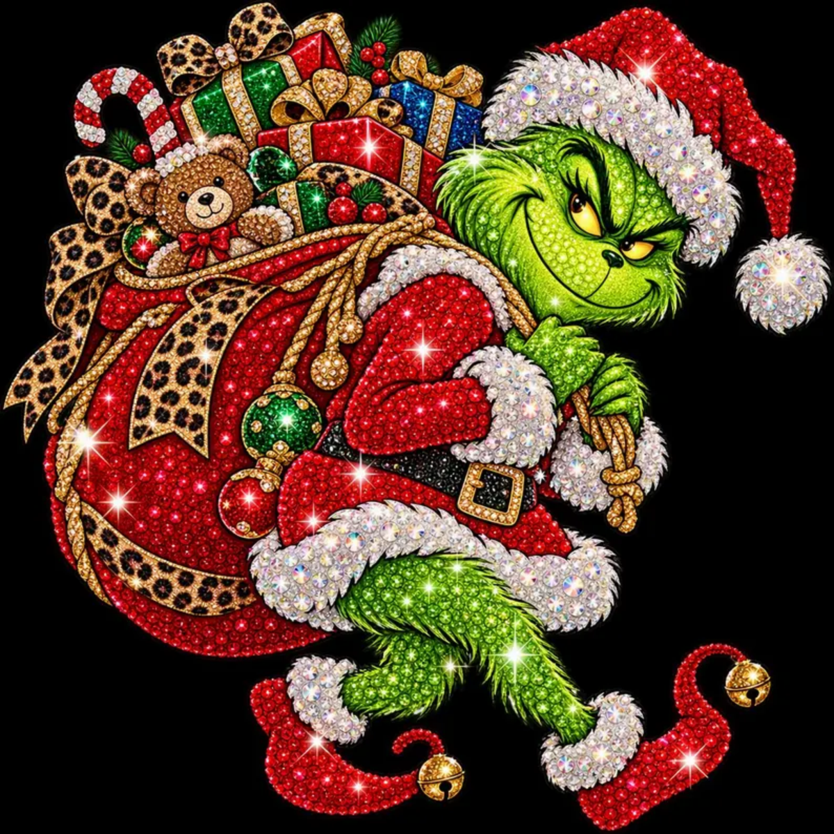 RTS GREEN MAN GLITTER RHINESTONES FAUX DTF DIRECT TO FILM transfers ADULT 10.5X11.5 - Do it yourself Transfers