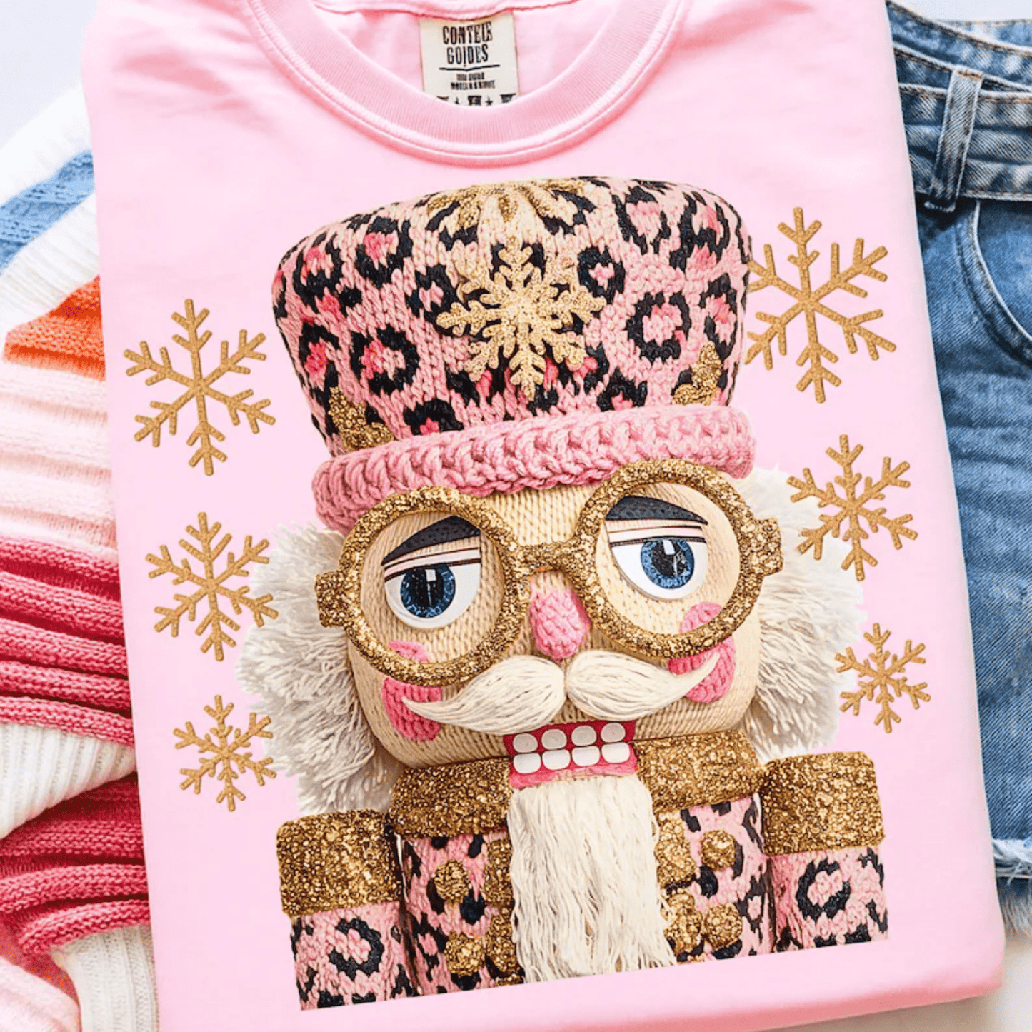 RTS NUTCRACKER LEOPARD PINK GOLD CHRISTMAS DTF DIRECT TO FILM transfers ADULT 10X12 - Do it yourself Transfers