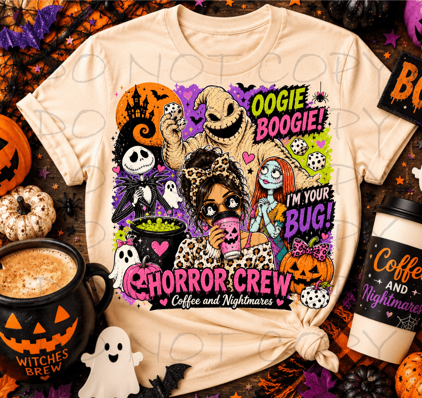 RTS OOGIE BOOGIE HORROR CREW HALLOWEEN DTF DIRECT TO FILM transfers ADULT 10X11.5 - Do it yourself Transfers
