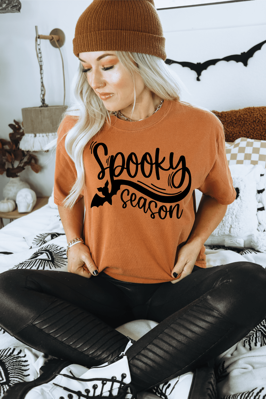 Spooky Season BAT SINGLE COLOR BLACK size ADULT DTF TRANSFERPRINT TO ORDER - Do it yourself Transfers