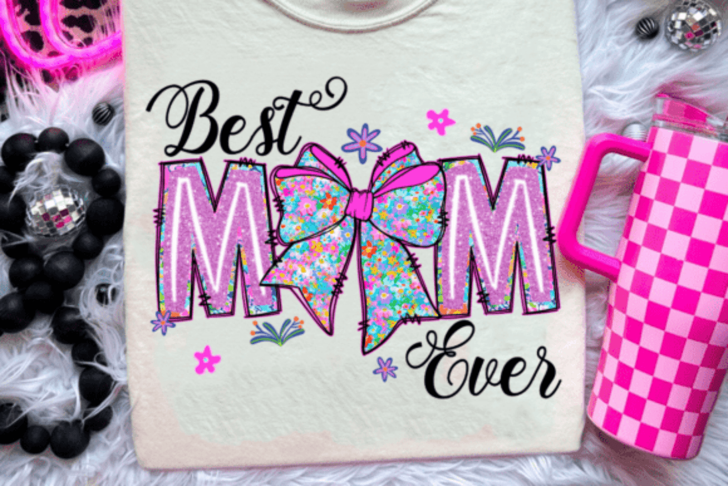 TRANSFER TUESDAY BEST MOM EVER PURPLE BOW MOTHER'S DAY DTF DIRECT TO FILM transfers size ADULT 9X12 - Do it yourself Transfers