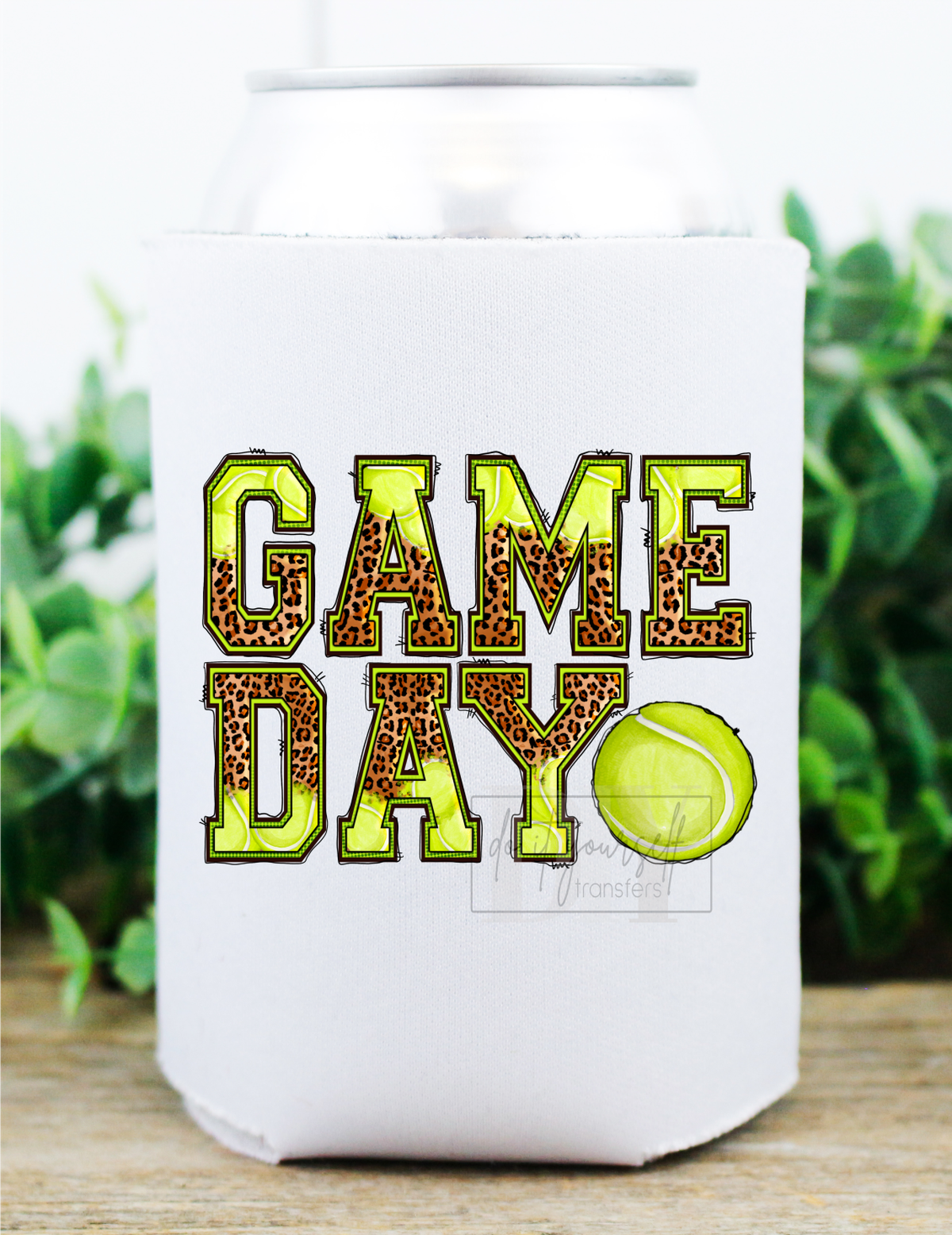 RTS Game Day Tennis ball leopard Screen Print transfers size KOOZIE 3x3.5