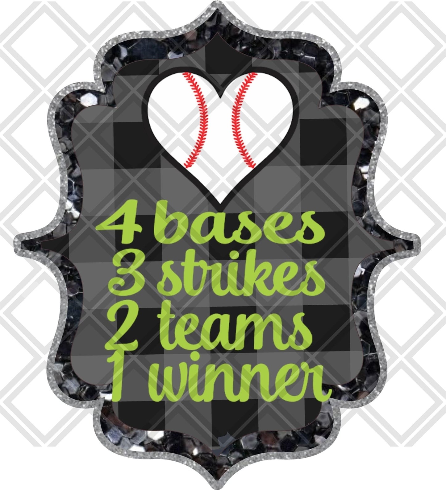 4 Bases 3 Strikes 2 Teams Baseball DTF TRANSFERSPRINT TO ORDER - Do it yourself Transfers