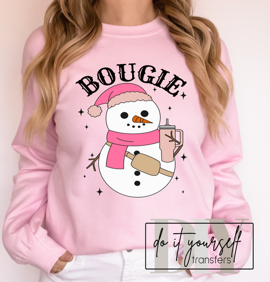 RTS BOUGIE SNOWMAN Christmas winter snow cup MATTE BREATHABLE CLEAR FILM SCREEN PRINT TRANSFER ADULT 10X12