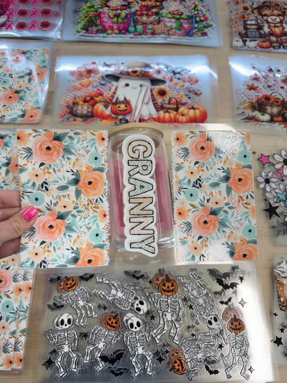 RTS GRANNY PLASTEL FLOWERS CUP WRAP UV DTF 16OZ