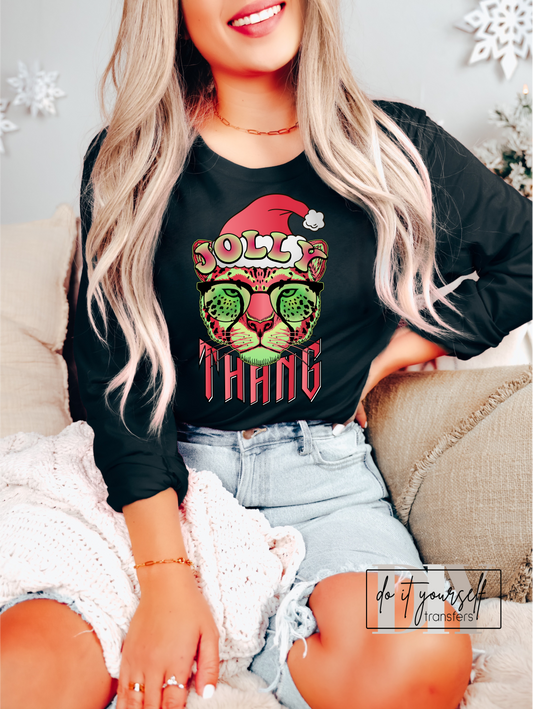 Jolly Thing Tiger Red green Christmas  ADULT  DTF TRANSFERPRINT TO ORDER