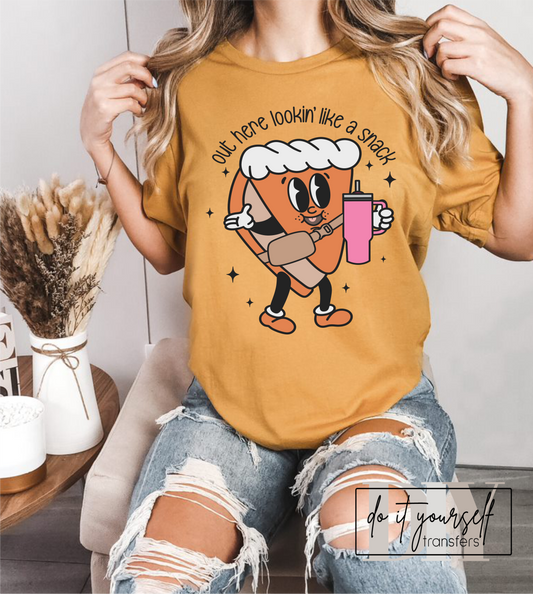 Out here lookin' like a snack Pumpkin pie Thanksgiving cup  ADULT  DTF TRANSFERPRINT TO ORDER