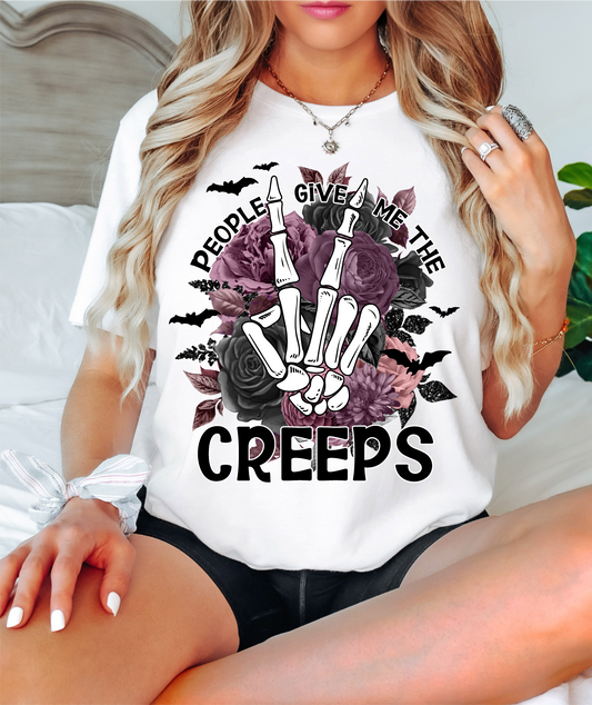 People give me the creeps purple flowers skull hands  ADULT  DTF TRANSFERPRINT TO ORDER