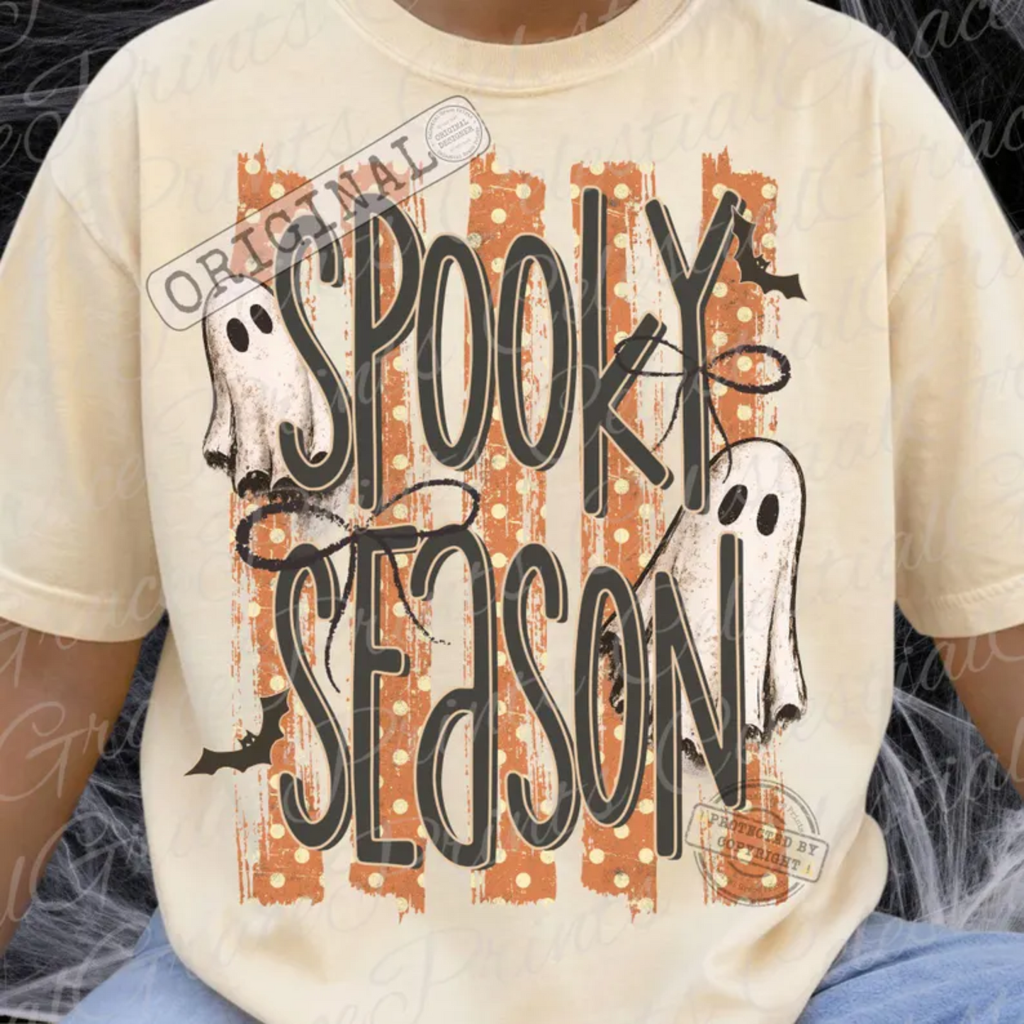 RTS SPOOKY SEASON GHOST STRIPES DTF DIRECT TO FILM transfers ADULT 10X11.5