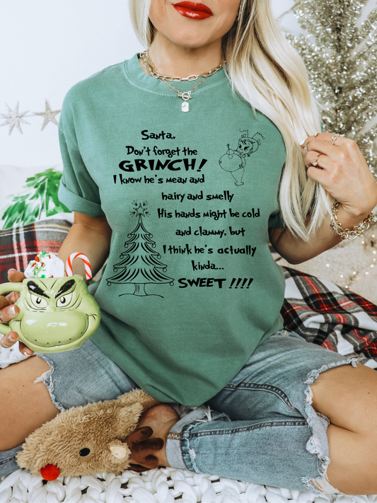 Santa, Don't forget the Greenman Christmas letter SINGLE COLOR BLACK  size ADULT  DTF TRANSFERPRINT TO ORDER