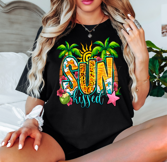 Sunkissed Palm trees cocanut drink sun beach star  ADULT  DTF TRANSFERPRINT TO ORDER