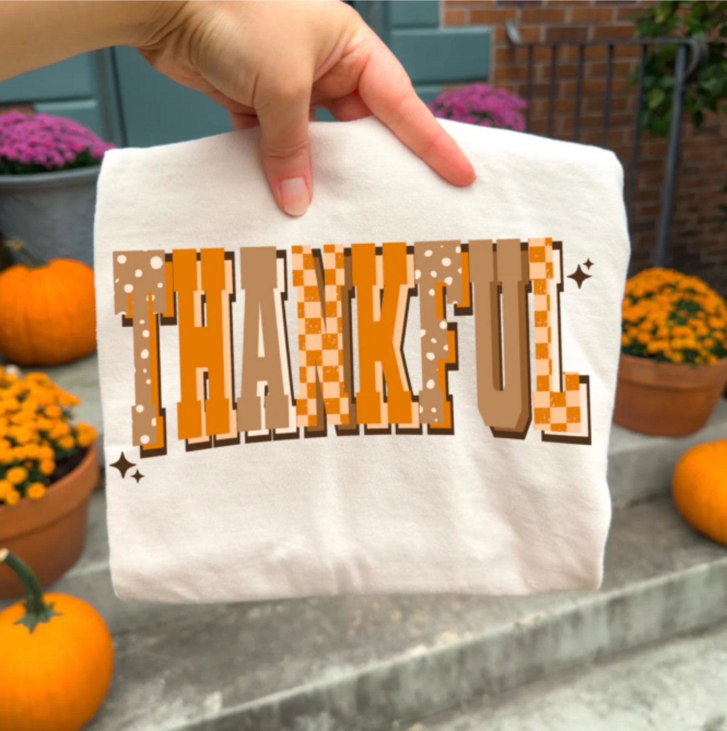RTS THANKFUL ORANGE BROWN DTF DIRECT TO FILM transfers ADULT 10.5X11.5