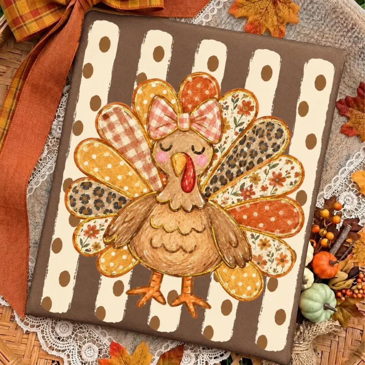 RTS TURKEY THANKSGIVING POLKA DOT STRIPE DTF DIRECT TO FILM transfers ADULT 10.5X11.5