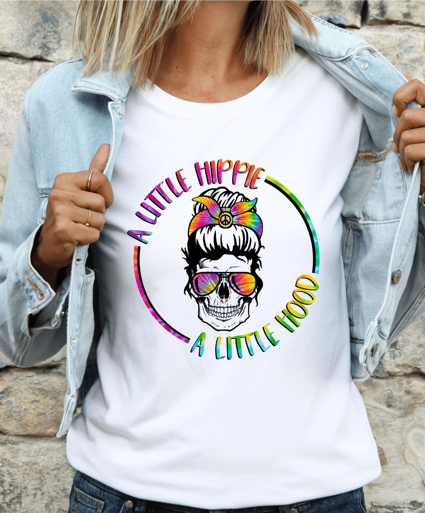 A Little Hippie Skull Circle DTF TRANSFERSPRINT TO ORDER - Do it yourself Transfers