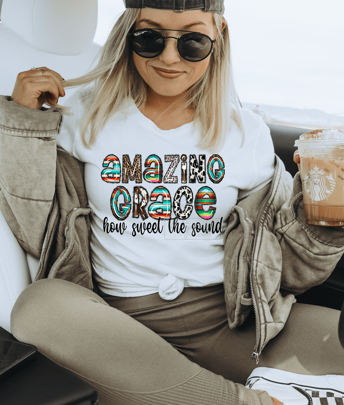 Amazing Grace how sweet the sound serape leopard cowhide western size ADULT DTF TRANSFERPRINT TO ORDER - Do it yourself Transfers
