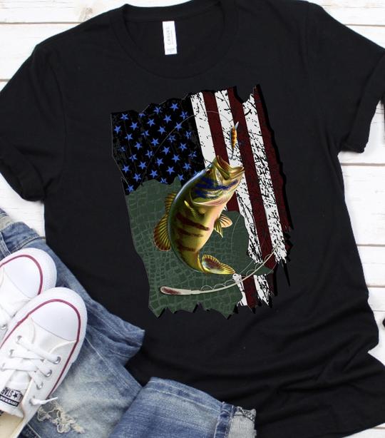 American flag fish fishing stars png Digital Download Instand Download - Do it yourself Transfers