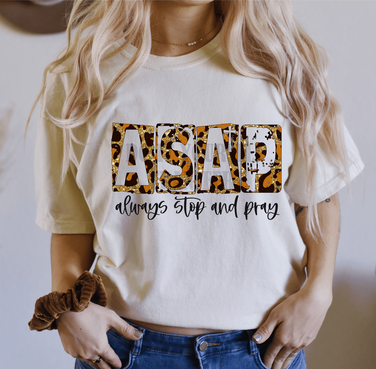 ASAP Always stop and pray leopard cross size ADULT 7.5x12 DTF TRANSFERPRINT TO ORDER - Do it yourself Transfers