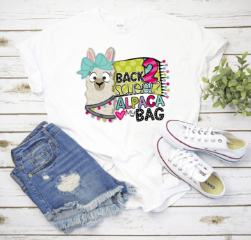 Back to school alpaca my bag Llama DTF TRANSFERSPRINT TO ORDER - Do it yourself Transfers