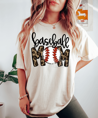 Baseball mom leopard print sports size ADULT DTF TRANSFERPRINT TO ORDER - Do it yourself Transfers