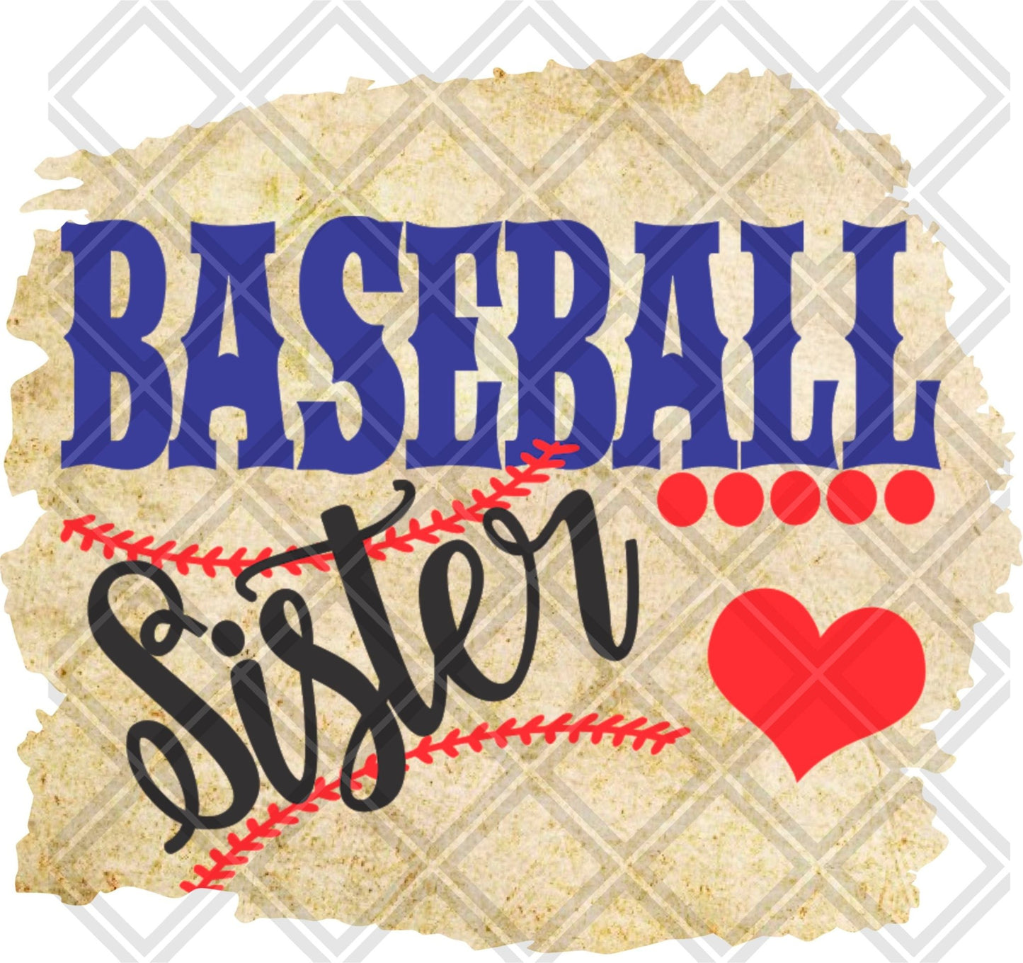 BASEBALL SISTER FRAME 2 HEART png Digital Download Instand Download - Do it yourself Transfers