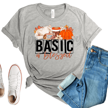 Basic and Blessed pumpkin spice leaves fall thanksgiving Adult size DTF TRANSFERPRINT TO ORDER - Do it yourself Transfers