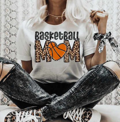 Basketball MOM heart leopard size ADULT DTF TRANSFERPRINT TO ORDER - Do it yourself Transfers