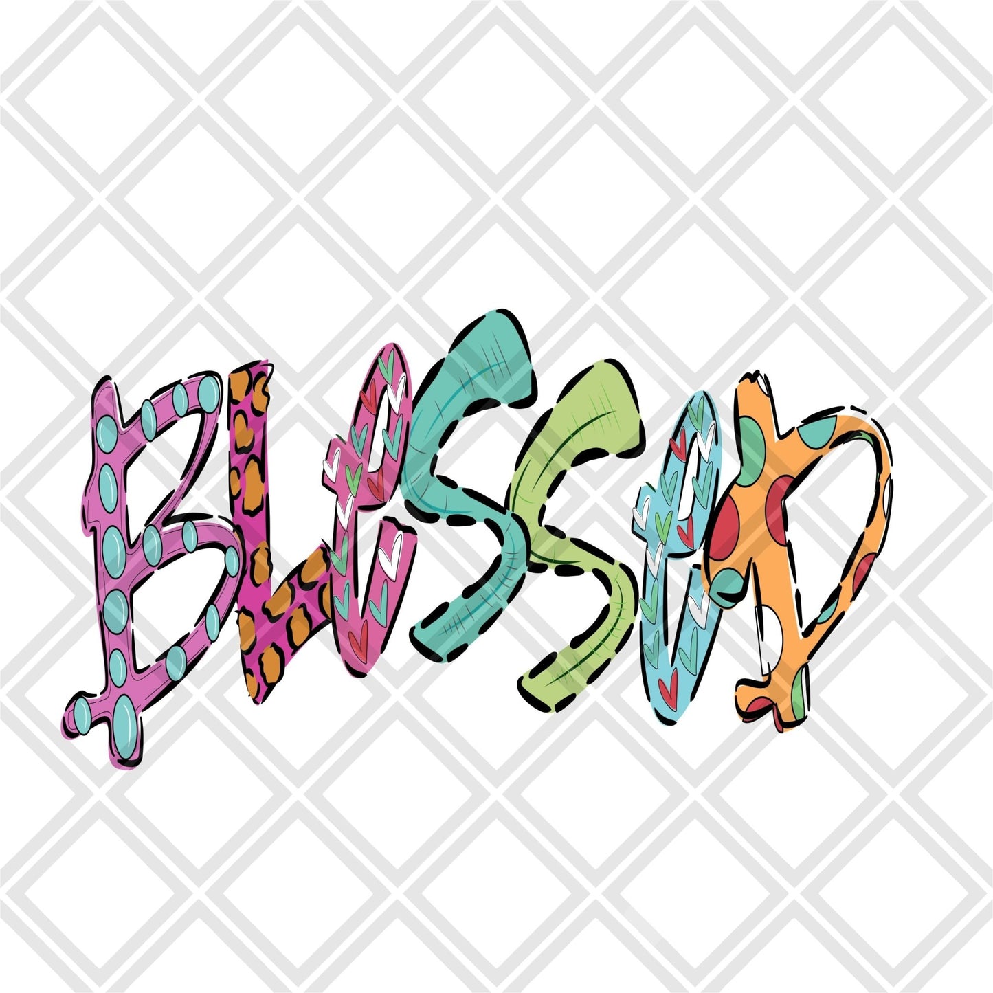 Blessed multi colored FRAME Digital Download Instand Download - Do it yourself Transfers