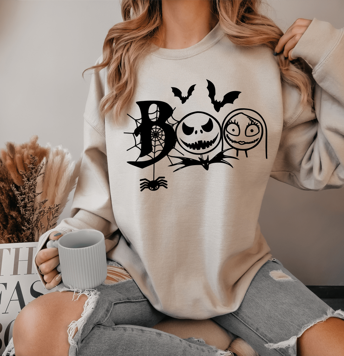 BOO nightmare before Christmas Hallowen SINGLE COLOR BLACK size ADULT DTF TRANSFERPRINT TO ORDER - Do it yourself Transfers