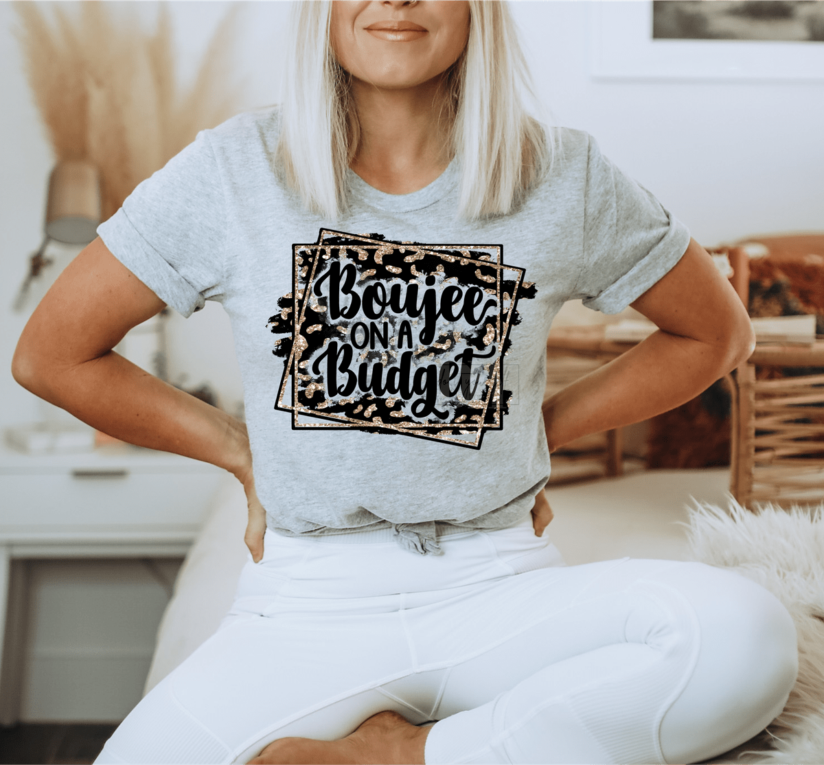 Boujee on a Budget leopard frame Bougie size ADULT DTF TRANSFERPRINT TO ORDER - Do it yourself Transfers