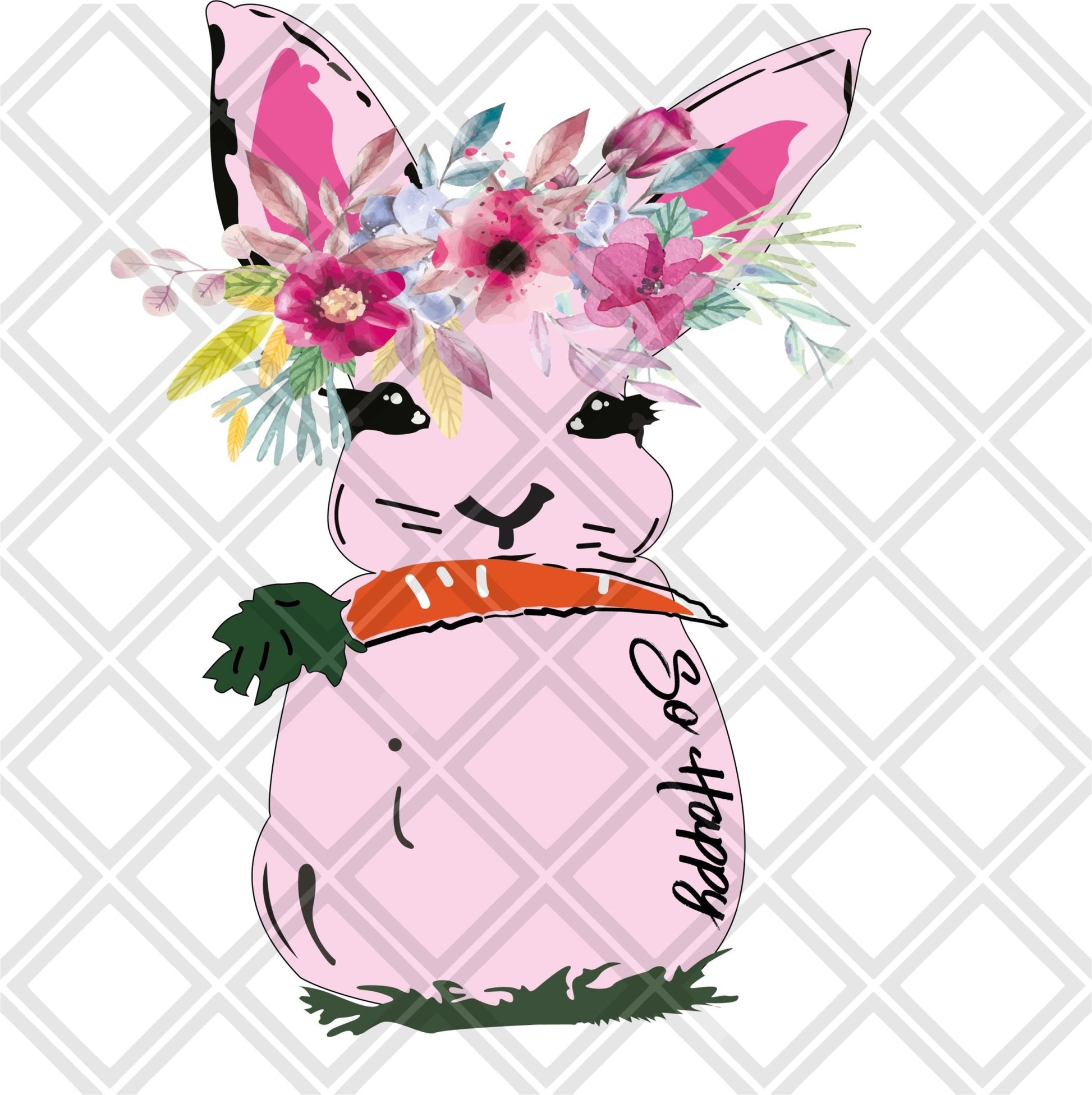 Bunny Water colored pink Easter FRAME Digital Download Instand Download - Do it yourself Transfers