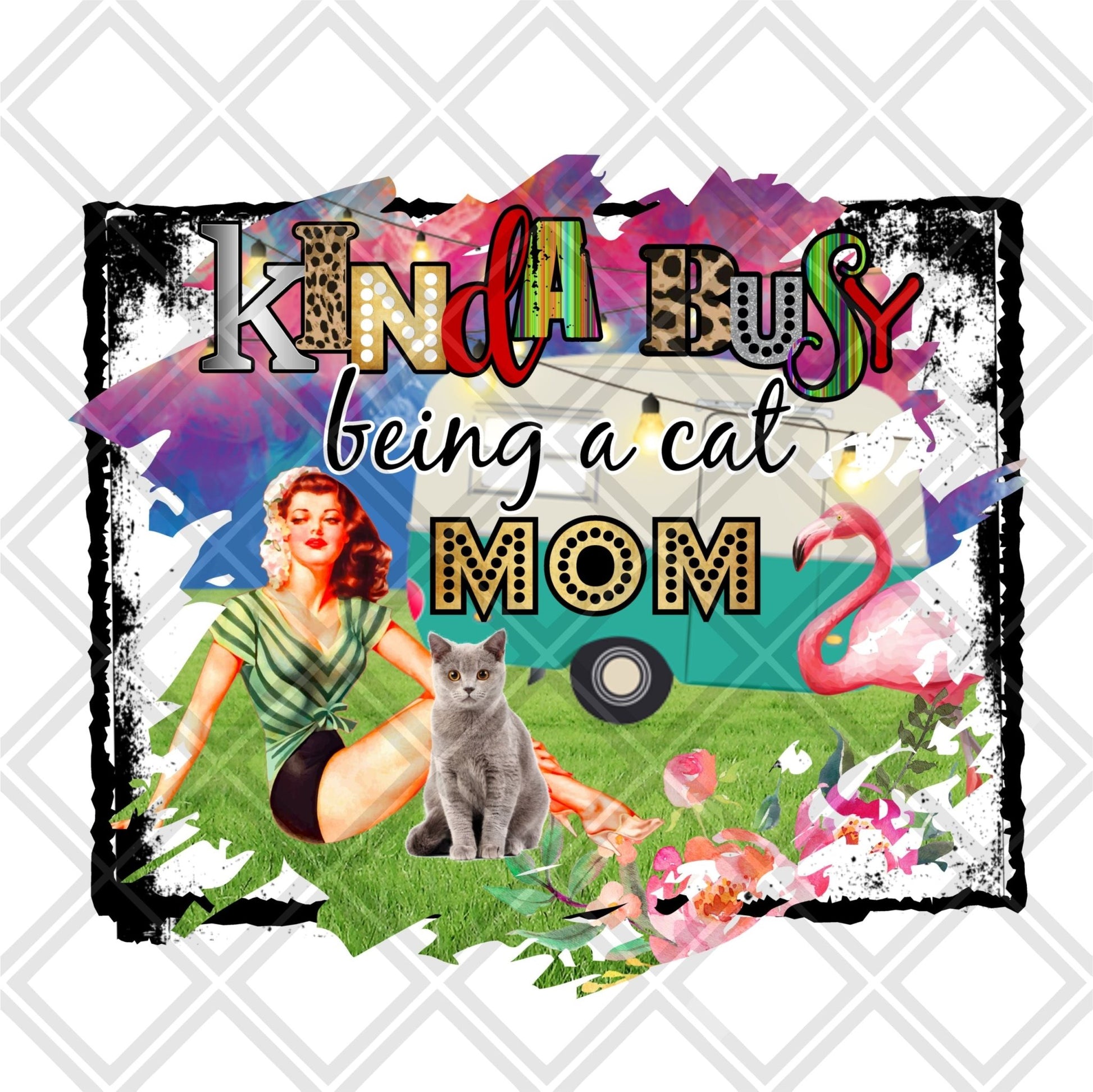 Busy being a cat mom frame FRAME Digital Download Instand Download - Do it yourself Transfers