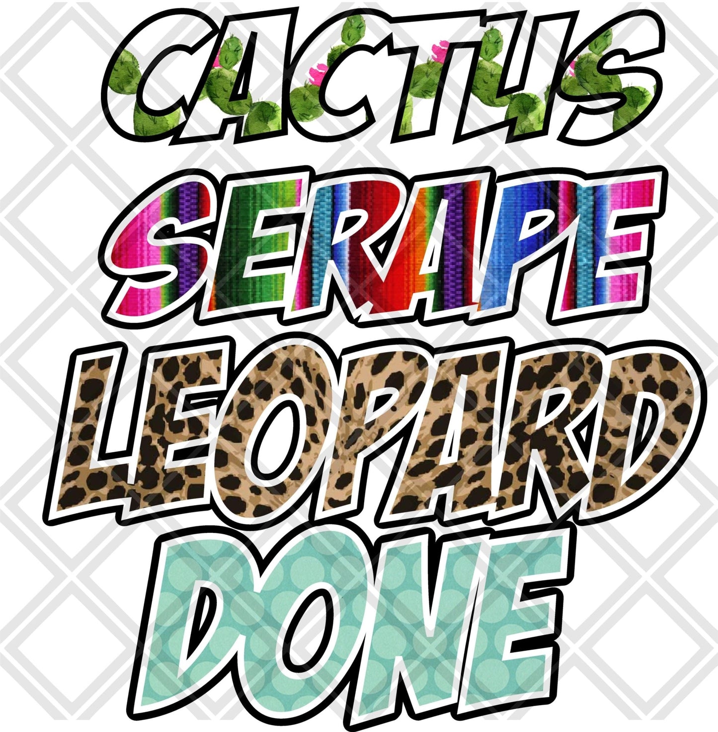 cactus serape leopard done Digital Download Instand Download - Do it yourself Transfers