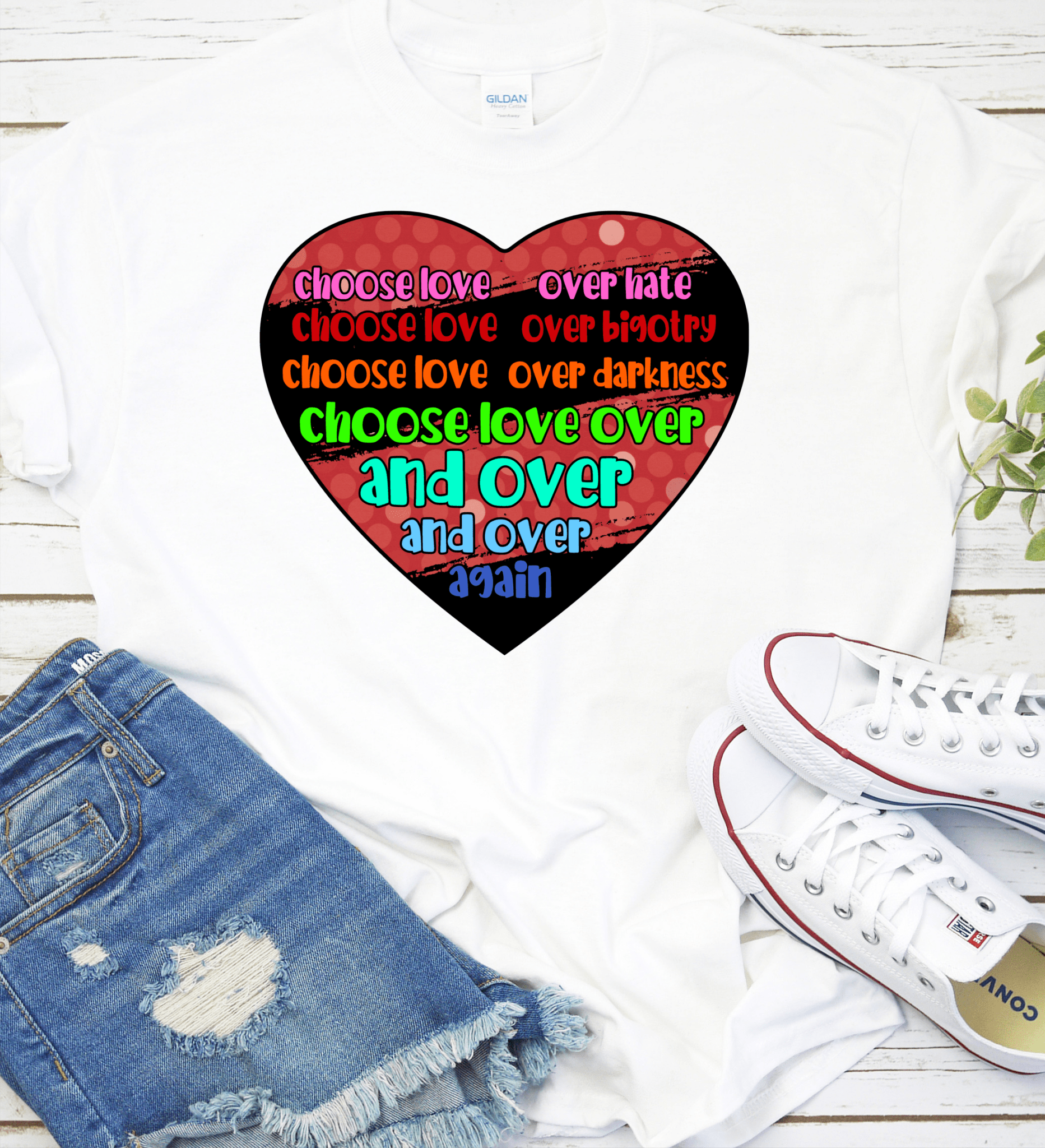 Choose love over hate heart frame png Digital Download Instand Download - Do it yourself Transfers