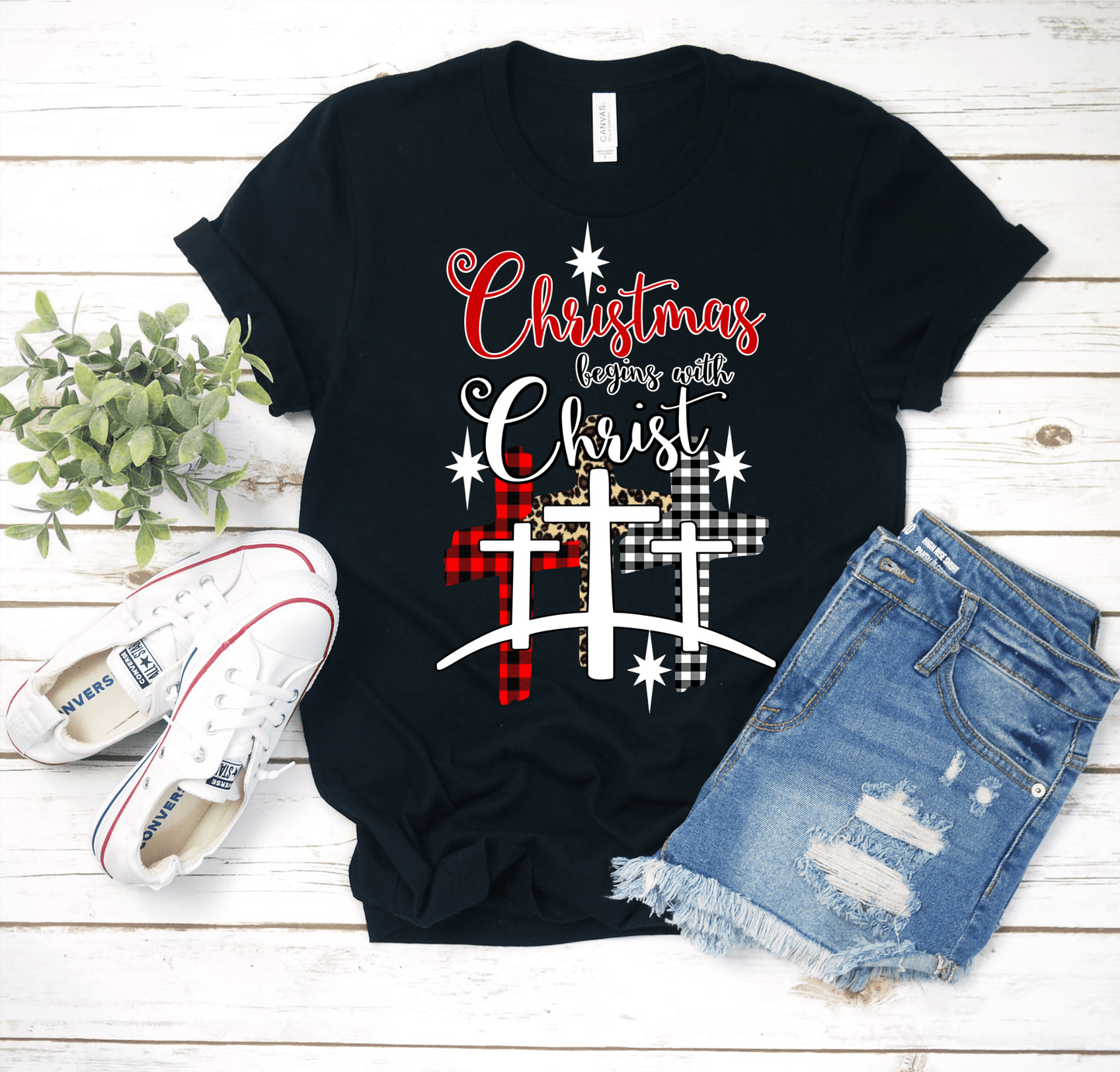 Christmas begins with Christ Crosses DTF TRANSFERPRINT TO ORDER - Do it yourself Transfers