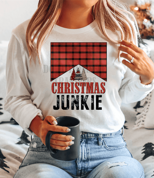 Christmas junkie trees buffalo plaid ADULT size DTF TRANSFERPRINT TO ORDER - Do it yourself Transfers