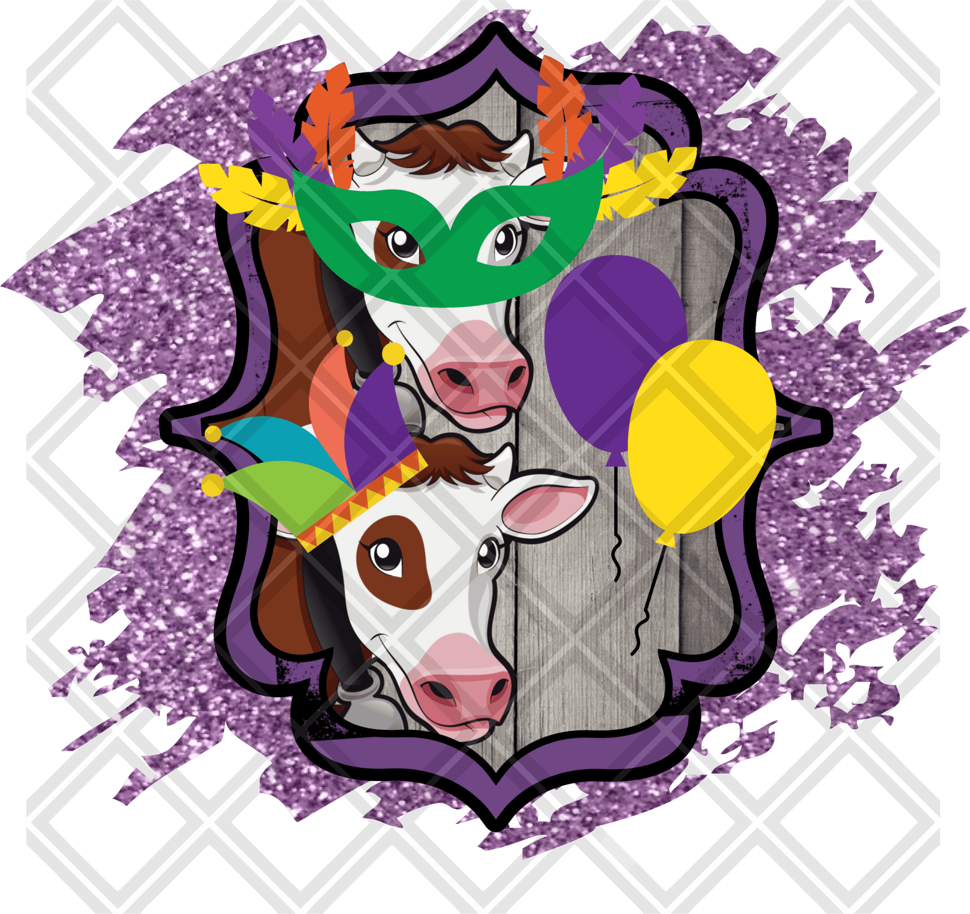 COW MARDI GRAS png Digital Download Instand Download - Do it yourself Transfers