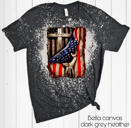 Cross American flag red white blue Jesus size ADULT 9. DTF TRANSFERPRINT TO ORDER - Do it yourself Transfers