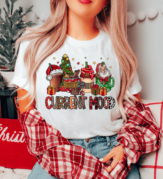 Current mood Coffee Lattee Christmas tree Santa ADULT DTF TRANSFERPRINT TO ORDER - Do it yourself Transfers