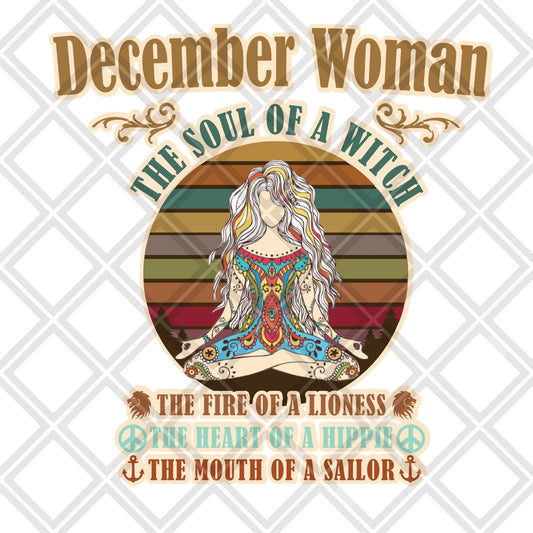 December woman frame Digital Download Instand Download - Do it yourself Transfers