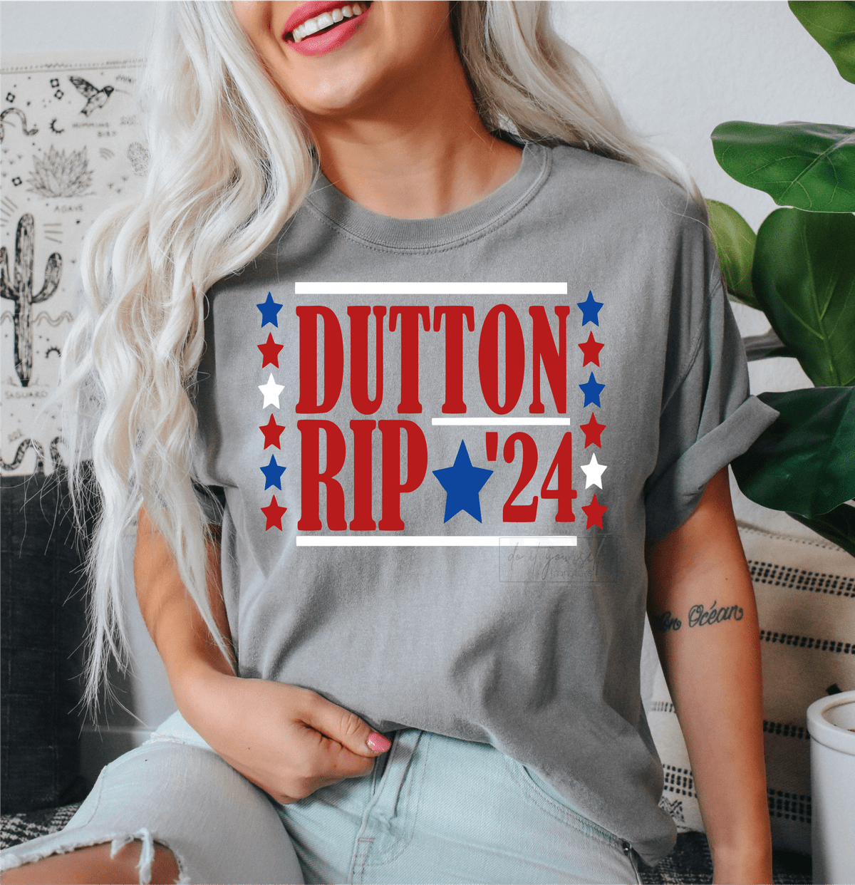 Dutton Rip 2024 red white blue size ADULT DTF TRANSFERPRINT TO ORDER - Do it yourself Transfers