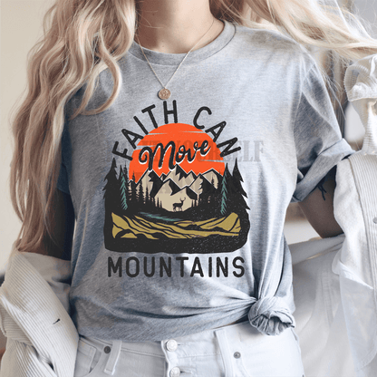 Faith can move Mountains camp camping deer forest adult size DTF TRANSFERPRINT TO ORDER - Do it yourself Transfers