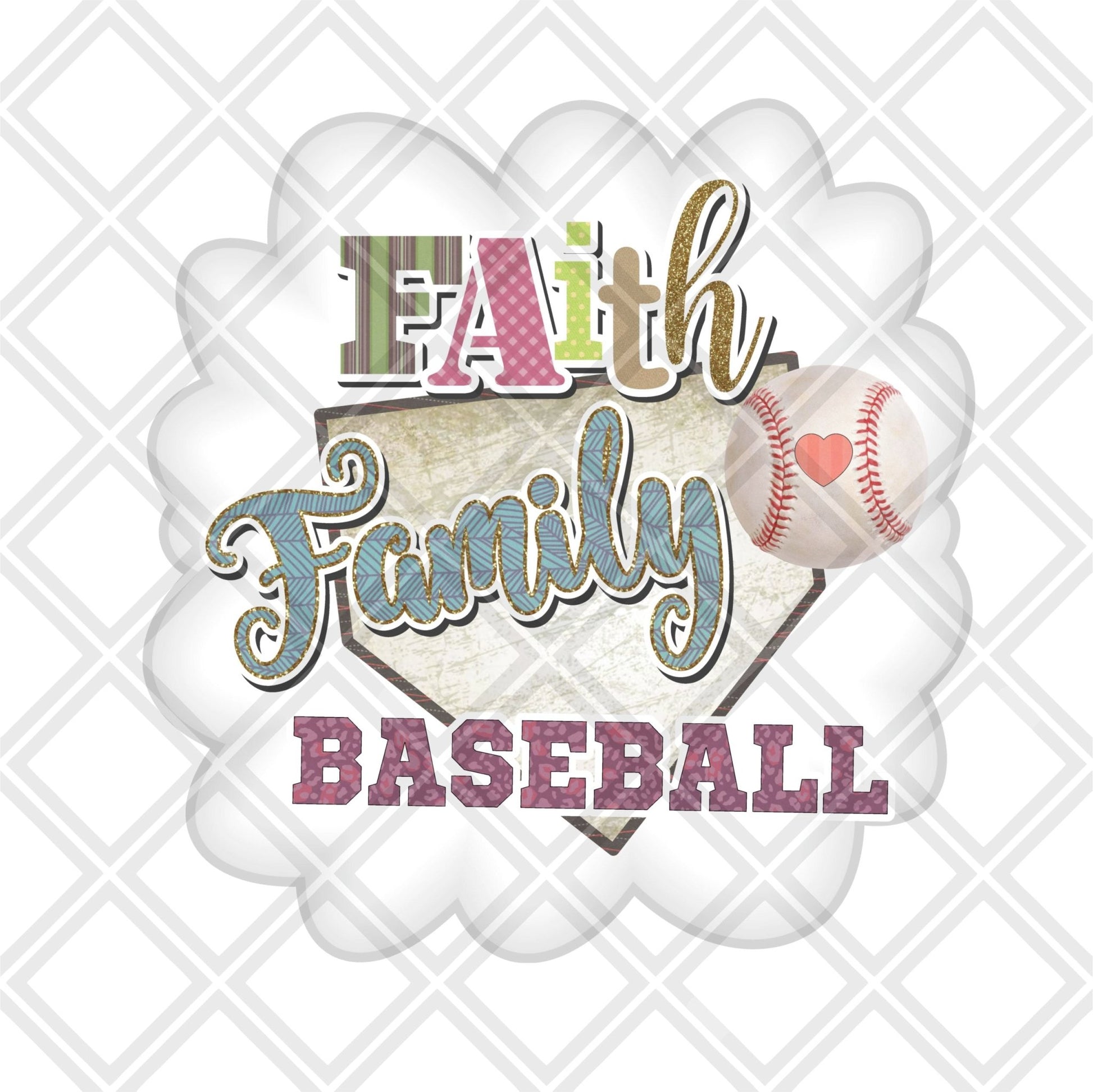 Faith Family Baseball frame png Digital Download Instand Download - Do it yourself Transfers