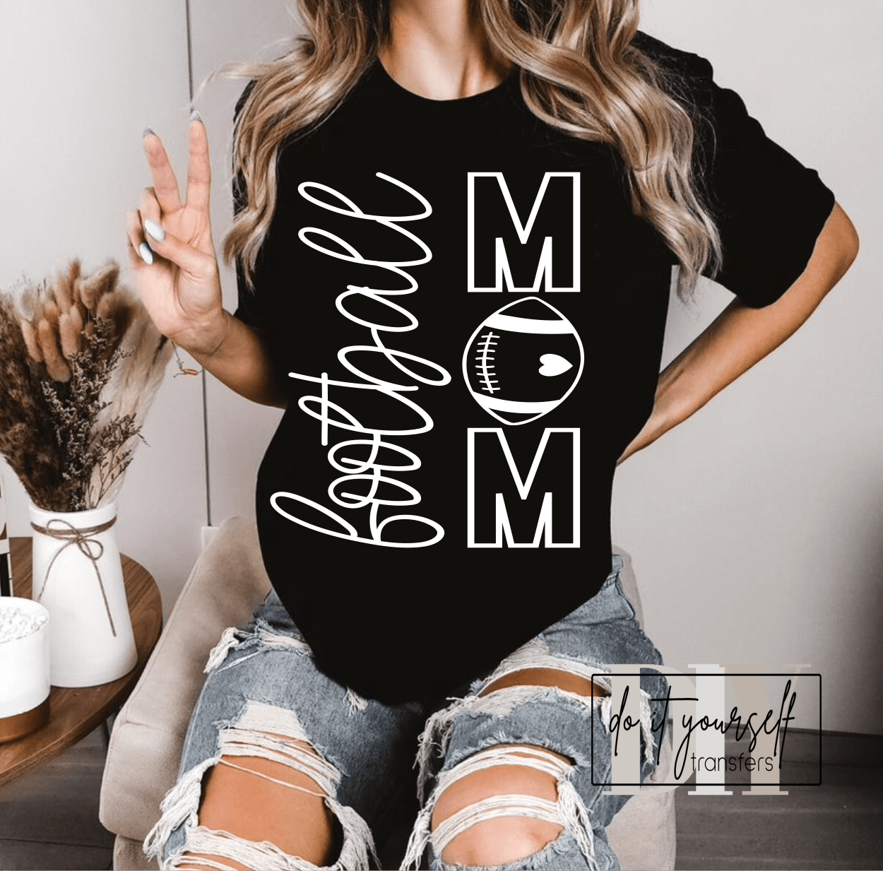 Football MOM SINGLE COLOR DTF TRANSFERS PRINT TO ORDER - Do it yourself Transfers