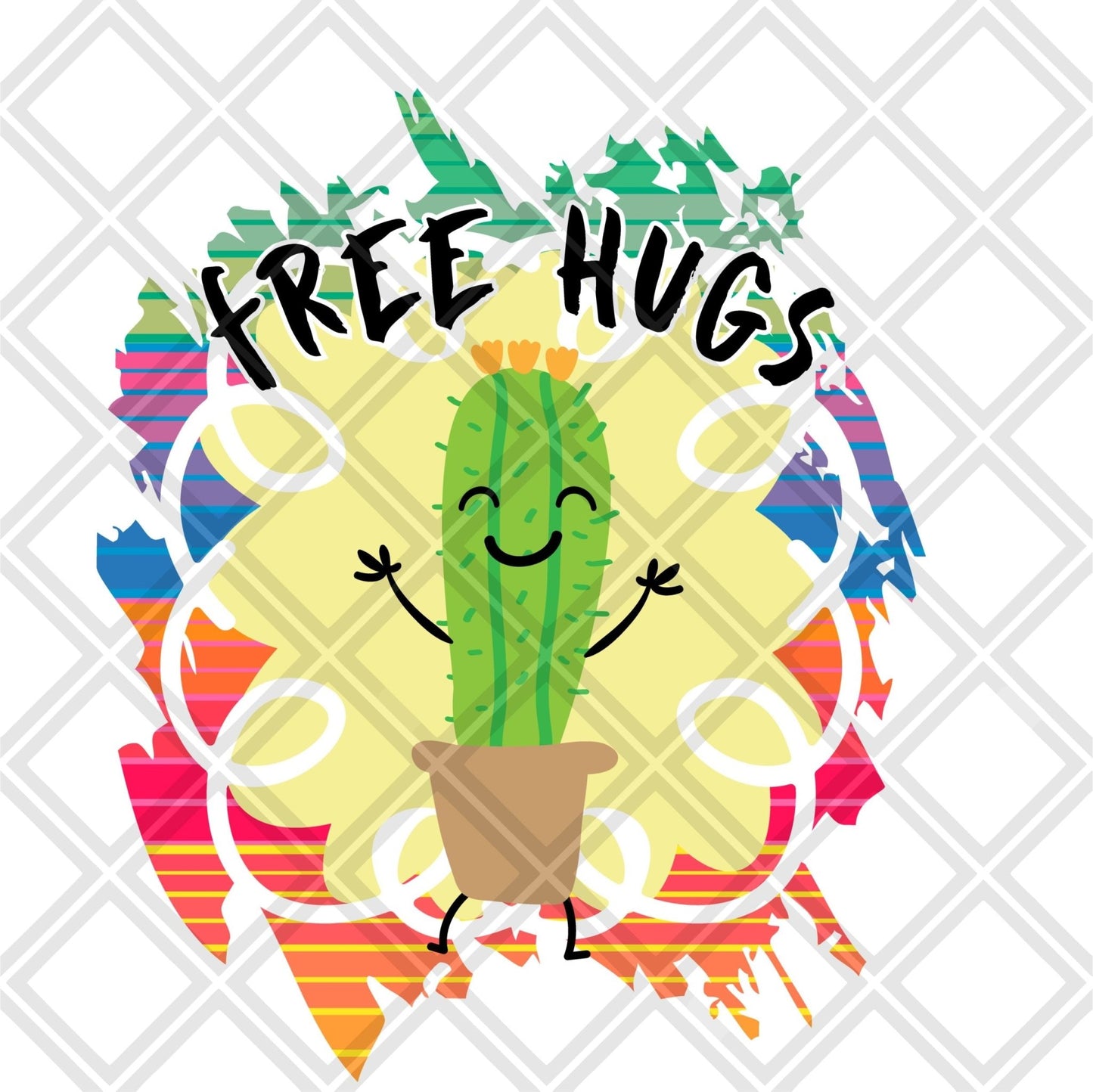 Free Hugs Cactus frame Digital Download Instand Download - Do it yourself Transfers