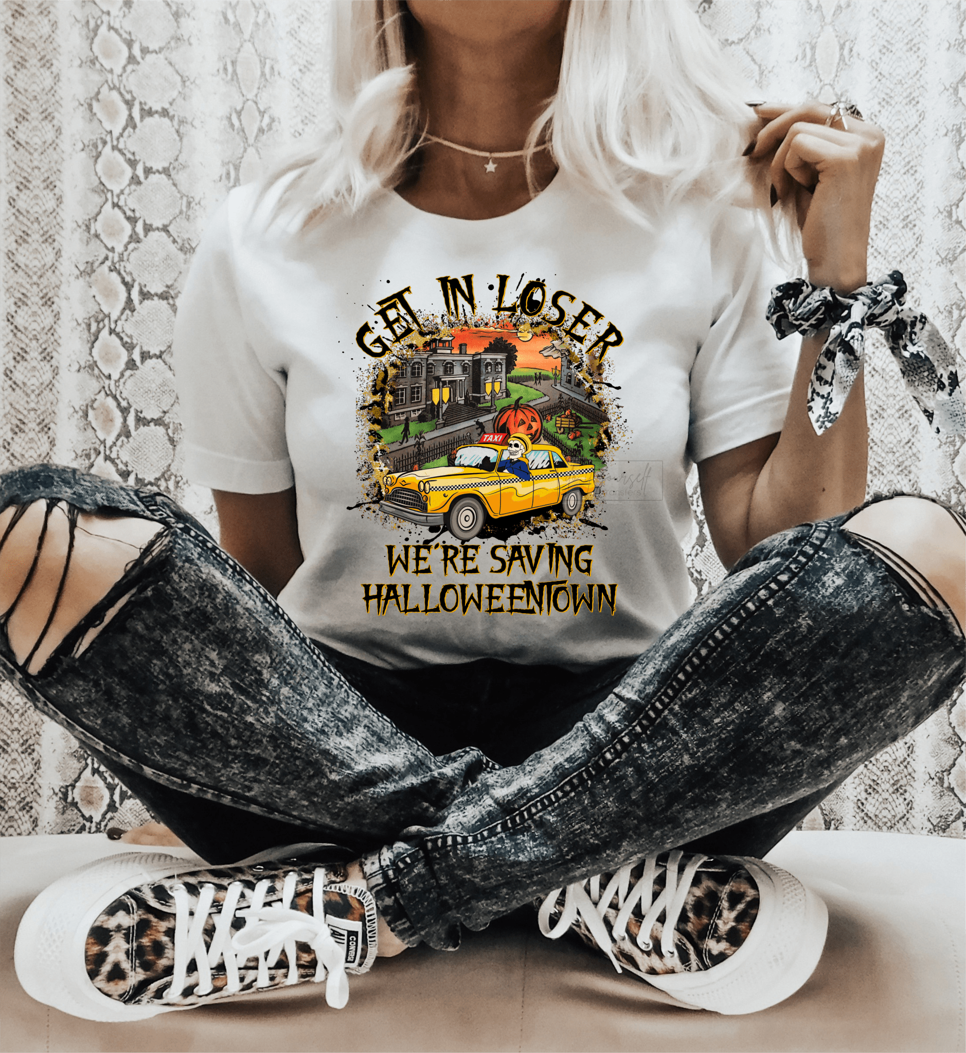 Get in Loser we're saving Halloweentown taxi size ADULT DTF TRANSFERPRINT TO ORDER - Do it yourself Transfers