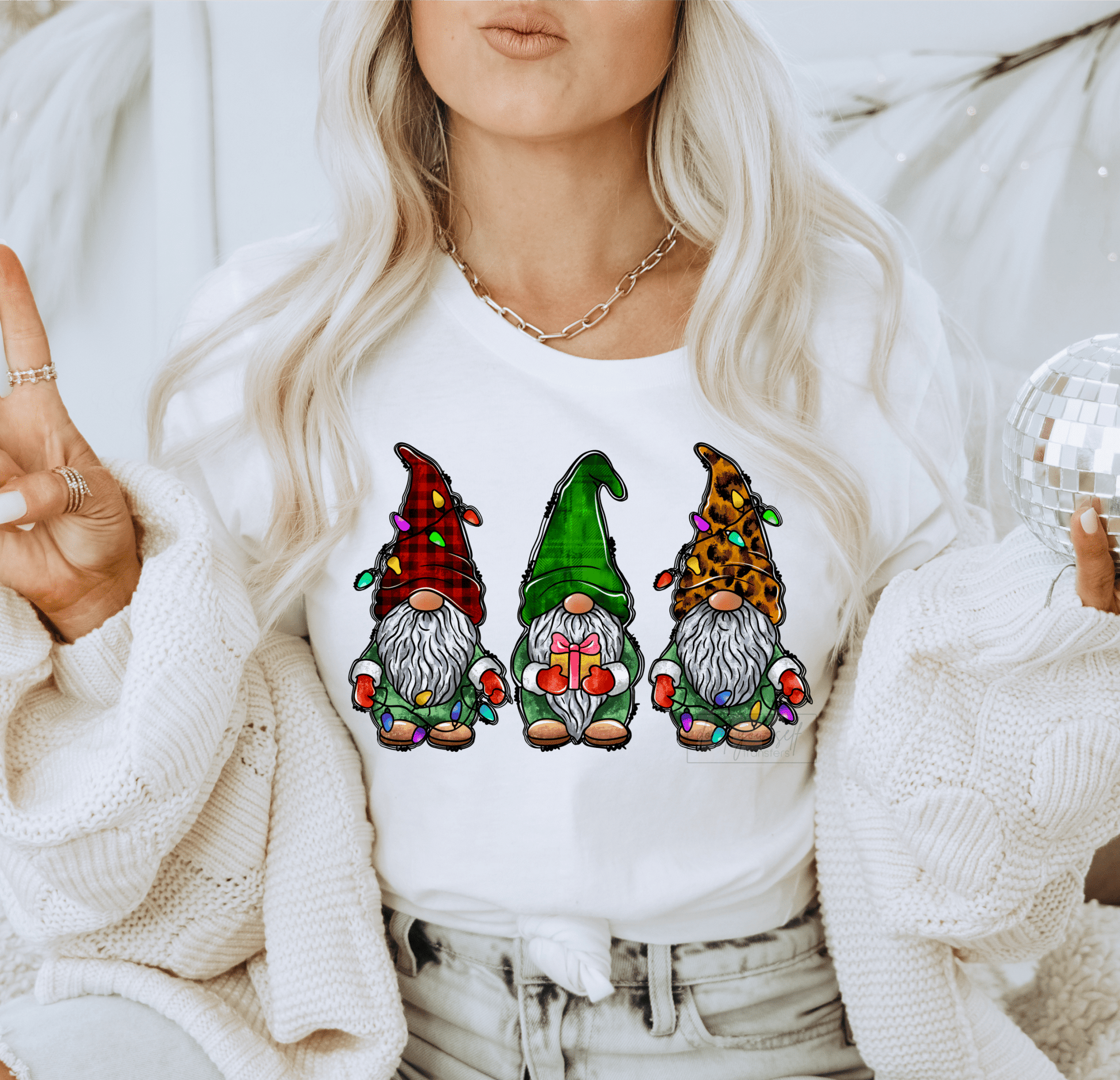 Gnomes Christmas lights Holiday plaid hat size ADULT DTF TRANSFERPRINT TO ORDER - Do it yourself Transfers